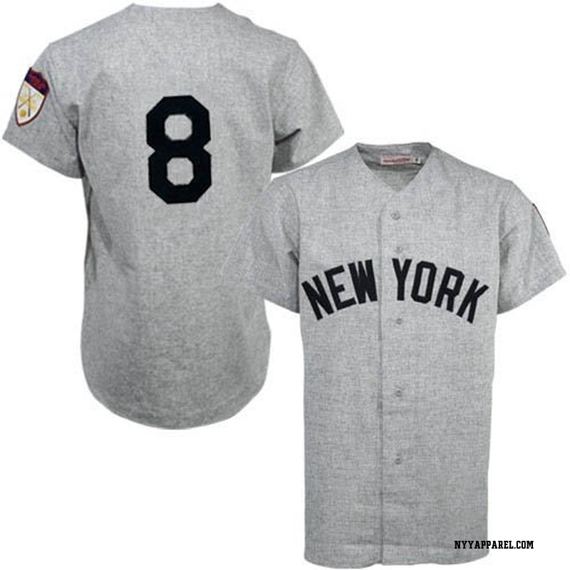 Authentic Yogi Berra Men\'s New York Yankees Grey 1951 Throwback Jersey
