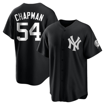 Replica Aroldis Chapman Men's New York Yankees White Black/ Jersey
