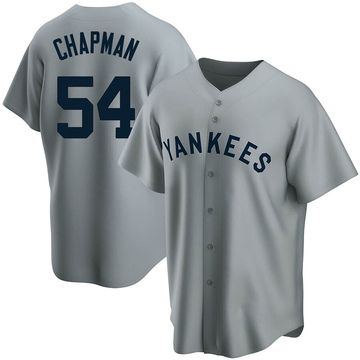 Replica Aroldis Chapman Youth New York Yankees Gray Road Cooperstown Collection Jersey
