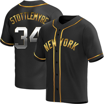Replica Mel Stottlemyre Men's New York Yankees Black Golden Alternate Jersey