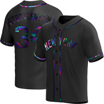 Replica Mel Stottlemyre Men's New York Yankees Black Holographic Alternate Jersey
