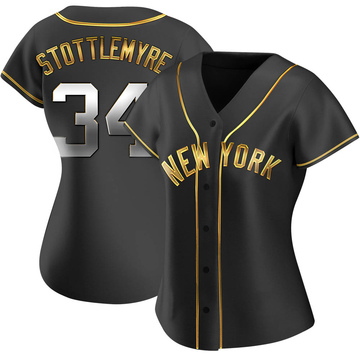 Replica Mel Stottlemyre Women's New York Yankees Black Golden Alternate Jersey