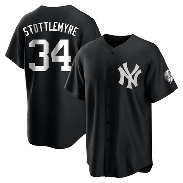 Replica Mel Stottlemyre Youth New York Yankees White Black/ Jersey