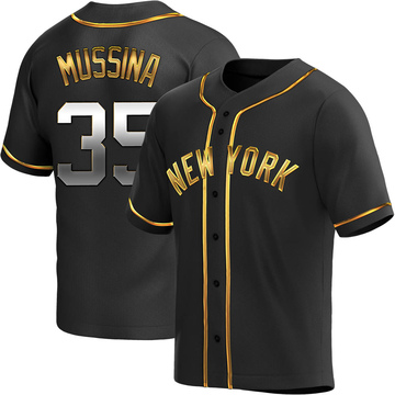 Replica Mike Mussina Men's New York Yankees Black Golden Alternate Jersey