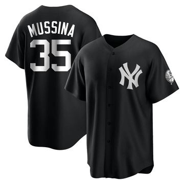 Replica Mike Mussina Men's New York Yankees White Black/ Jersey