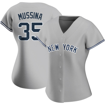 Replica Mike Mussina Women's New York Yankees Gray Road Name Jersey